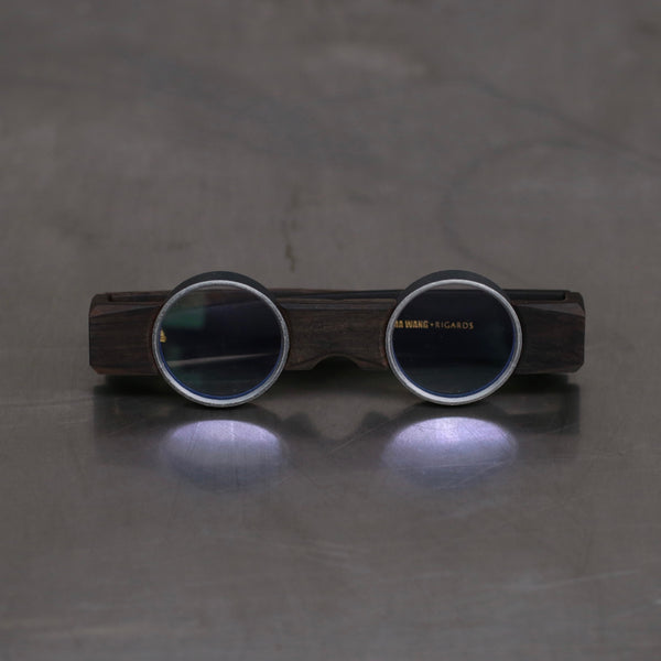 Rigards X UMA WANG Joint Work Wood Frame Eyeglasses RG00UW2 Series Collection RG-RG00UW2-HMHKTM Black Wood Ash Frame × Transparent Lens